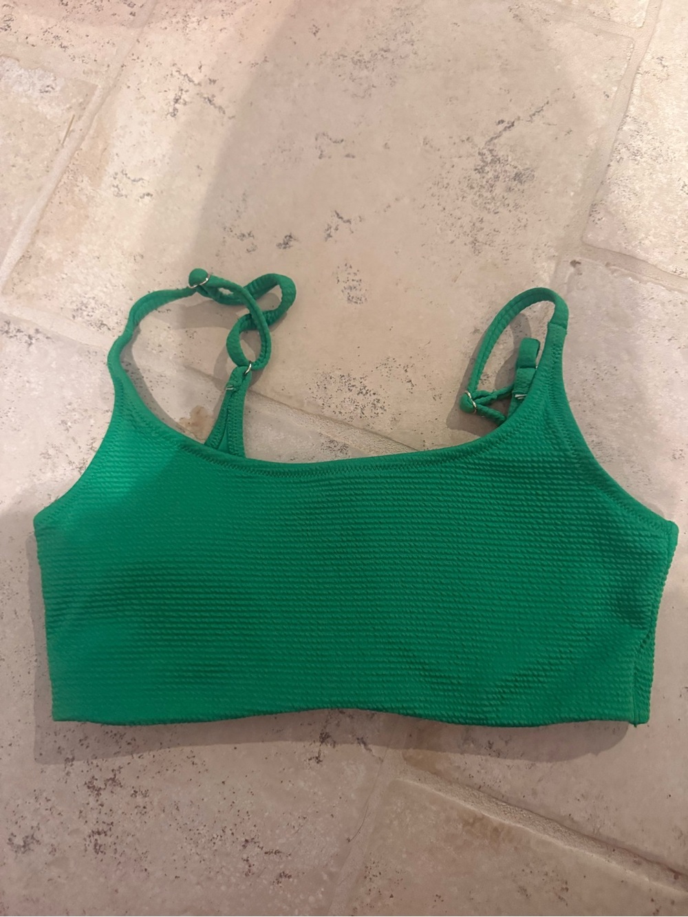 Women's Small Green Ribbed Swim Top